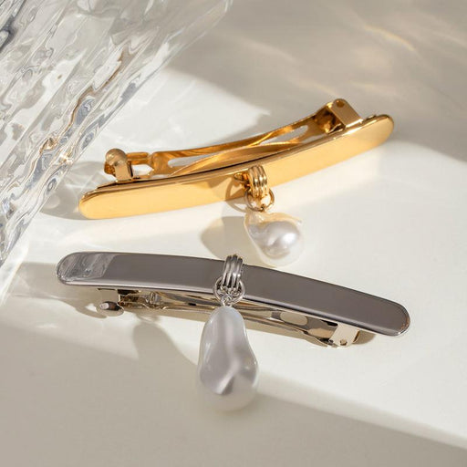 18k gold plated pearl hair clip - MRSLM