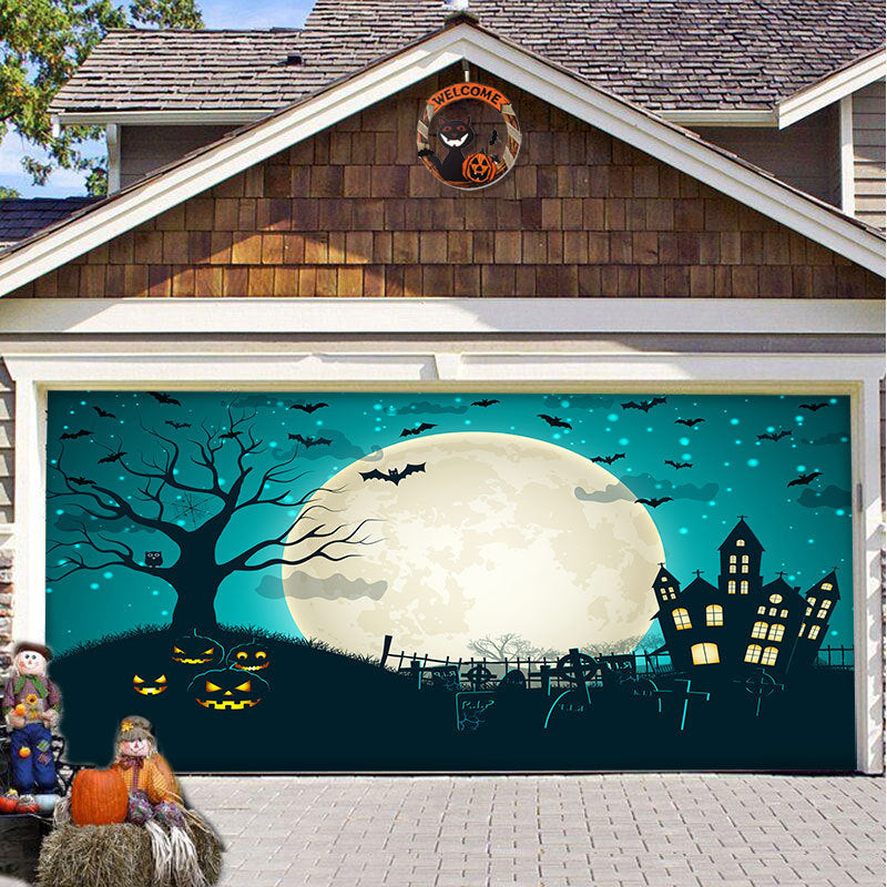 Halloween garage door backdrop hanging cloth, view 29 - MRSLM