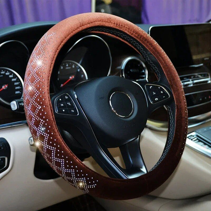 Universal Four Seasons Anti-Skid Steering Wheel Cover with Diamond Velvet Style