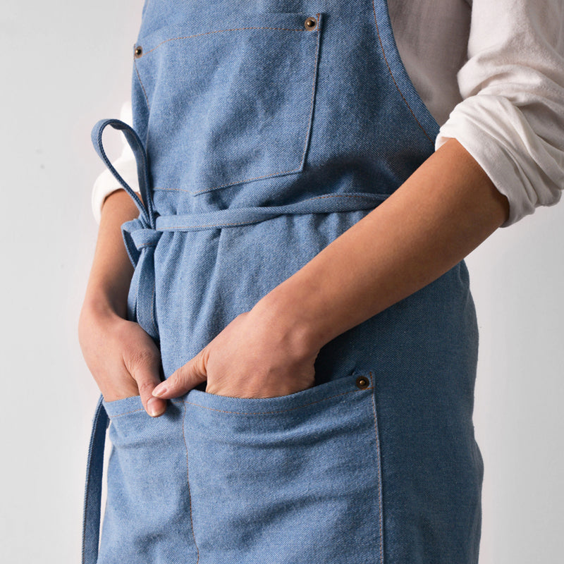 Thick cotton denim kitchen apron, view 2 - MRSLM