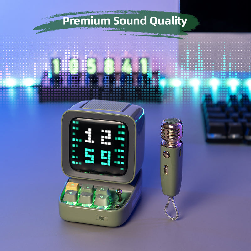 bluetooth speaker with karaoke mic and pixel art display, view 9 - MRSLM