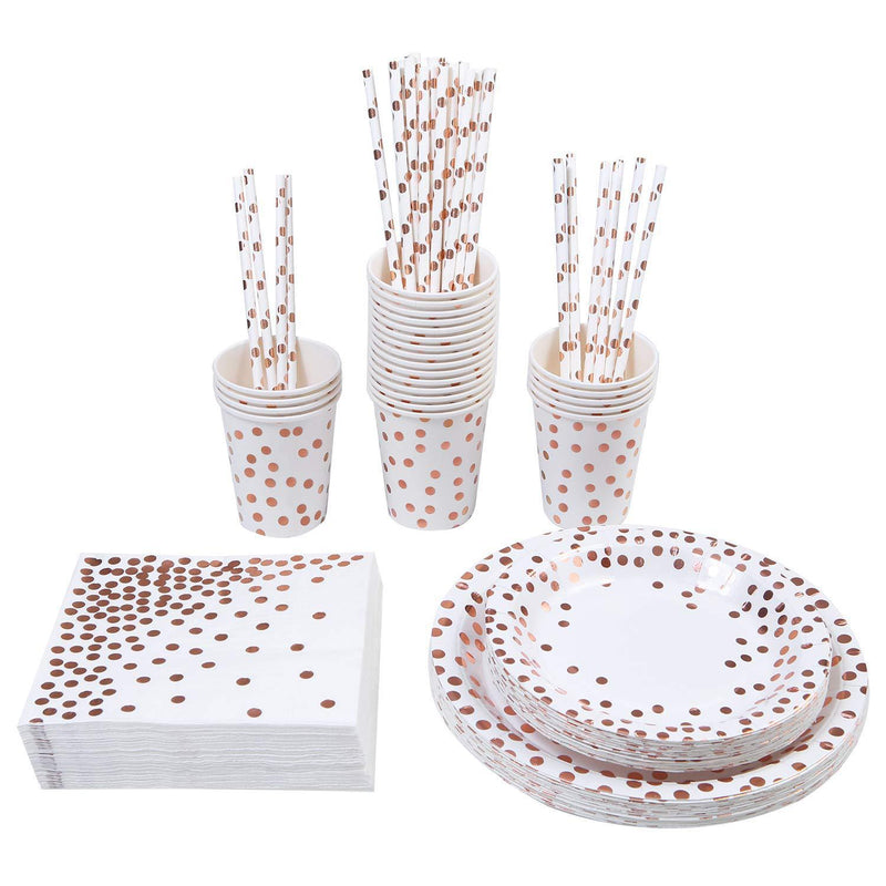 rose gold disposable tableware set, view 4 - MRSLM
