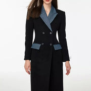 Double breasted contrast color trench coat, view 7 - MRSLM
