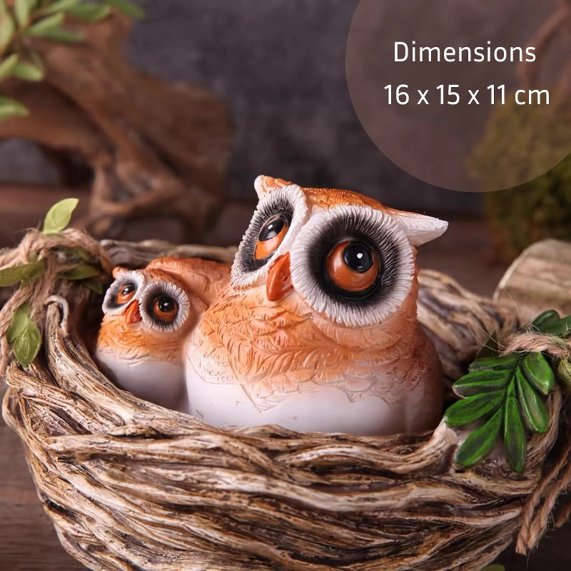 owl in nest resin sculpture, view 7 - MRSLM