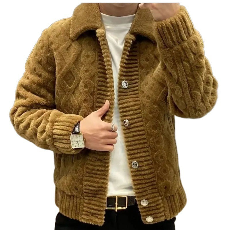 men's lapel knitwear coat, view 5 - MRSLM