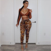 mesh floral print two-piece set - MRSLM