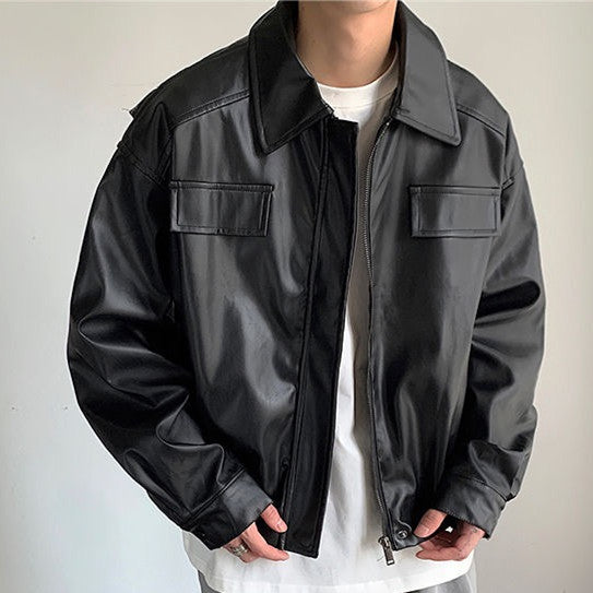 Vintage Motorcycle Leather Coat Men&