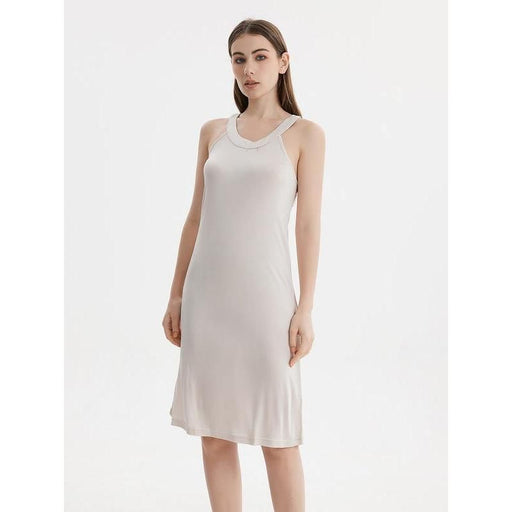 silk blend halterneck midi dress, view 3 - MRSLM