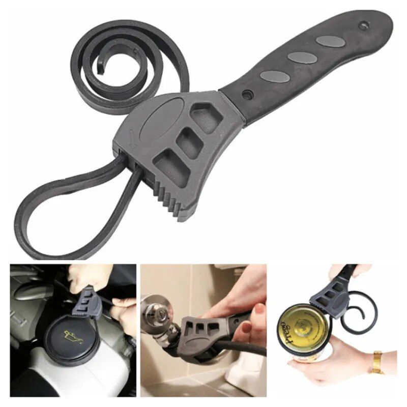 Adjustable Rubber Strap Wrench - Non-Slip Grip for Jar Lids & Oil Filters