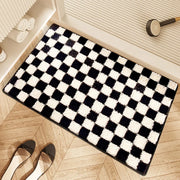 black and white grid bathroom absorbent non-slip mat - MRSLM