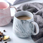 marble pattern ceramic mug with gold rim, view 5 - MRSLM