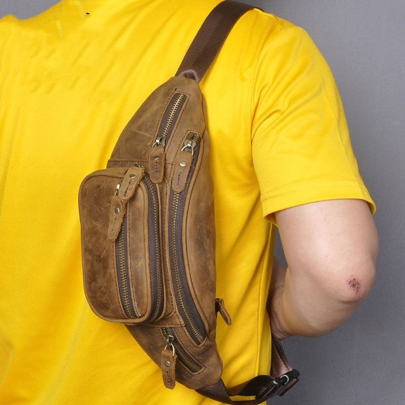 Retro leather shoulder messenger bag, view 5 - MRSLM