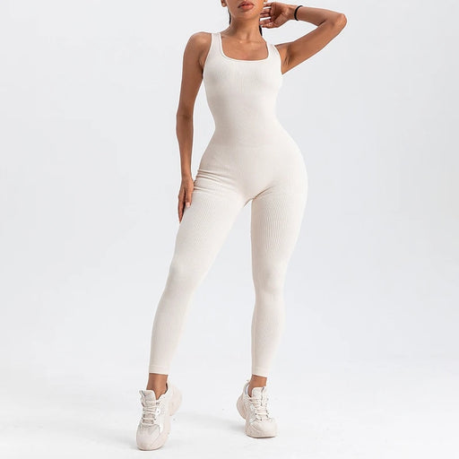 square neck bodycon yoga jumpsuit, view 7 - MRSLM