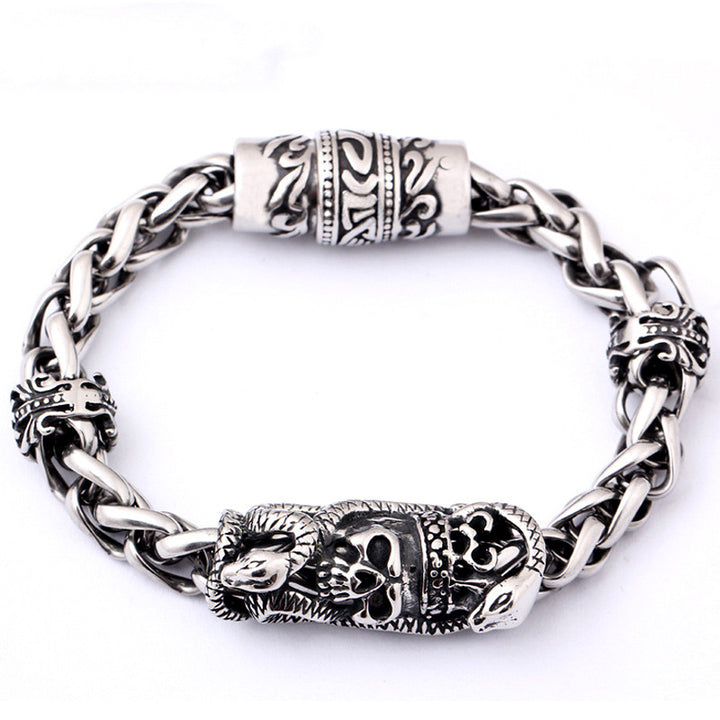 Stainless Steel Personality Magnet Skull Bracelet