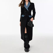 Double breasted contrast color trench coat, view 3 - MRSLM