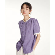puff sleeve lace blouse, view 5 - MRSLM