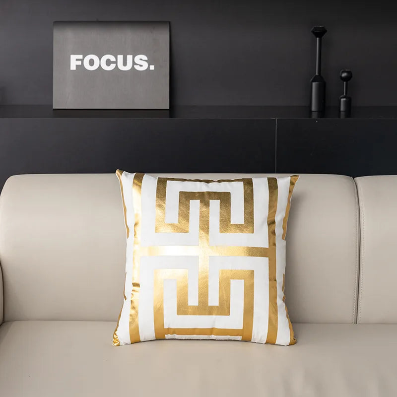 Nordic geometric gold plush pillowcases, view 6 - MRSLM