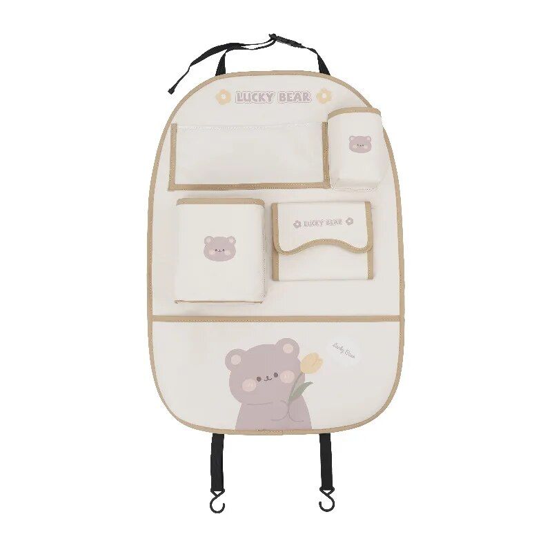 bear car seat organizer with kick mat, view 3 - MRSLM