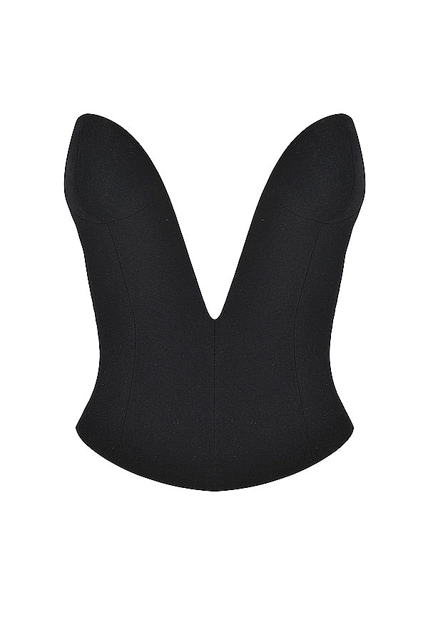 deep V-neck backless crop top, view 11 - MRSLM