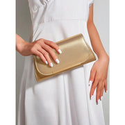 shiny striped pu leather evening clutch, view 4 - MRSLM