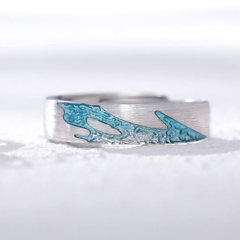 sterling silver star sea couple ring, view 3 - MRSLM