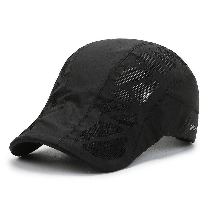 breathable mesh summer beret cap, view 3 - MRSLM