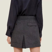 high-waist wool blend skirt, view 5 - MRSLM