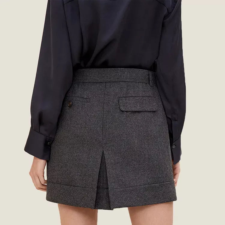 high-waist wool blend skirt, view 5 - MRSLM
