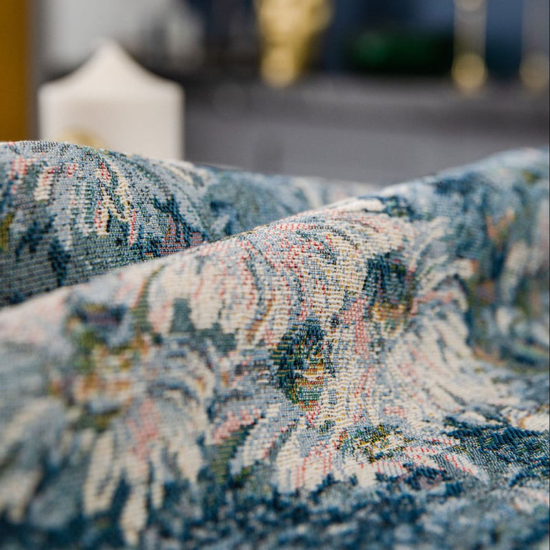 blue jacquard floral tablecloth, view 7 - MRSLM