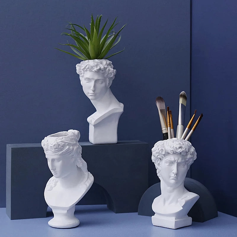 retro white statue pen holder, view 5 - MRSLM