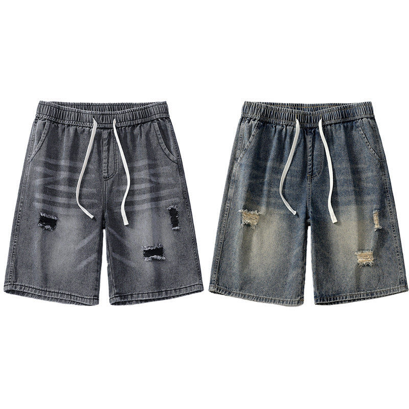 men's washed ripped denim shorts, view 4 - MRSLM