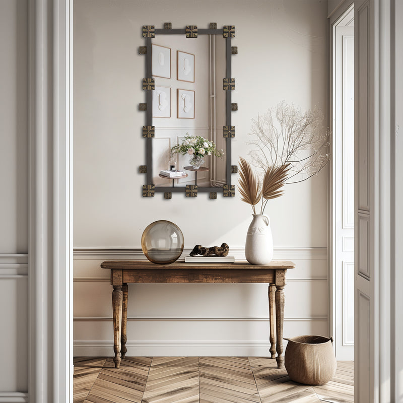industrial vintage ornate wall mirror, view 4 - MRSLM