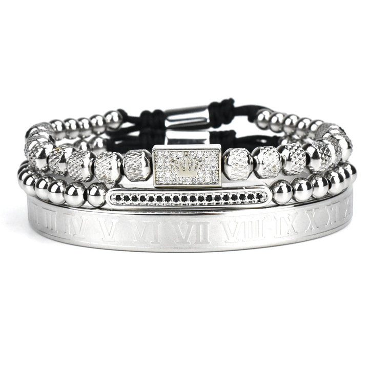 Men's Stainless Steel Roman Numerals Bracelet