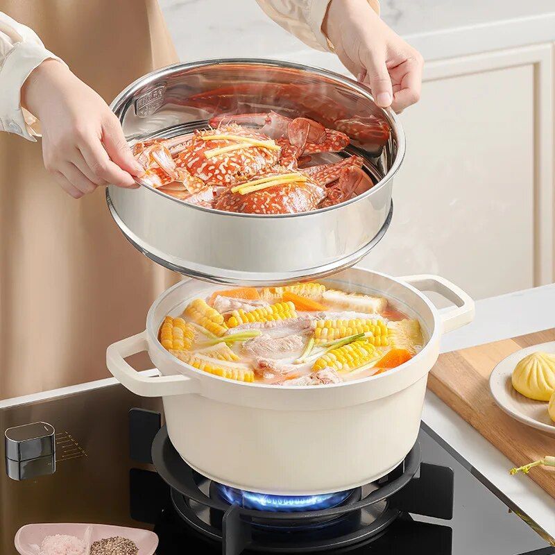 Non-stick stockpot with lid, view 6 - MRSLM