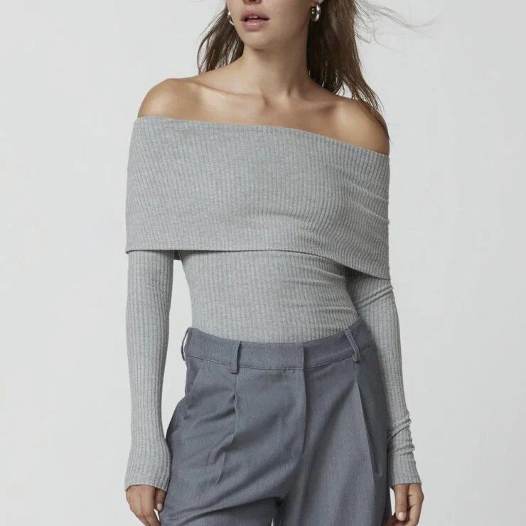 off-shoulder knit sweater, view 5 - MRSLM