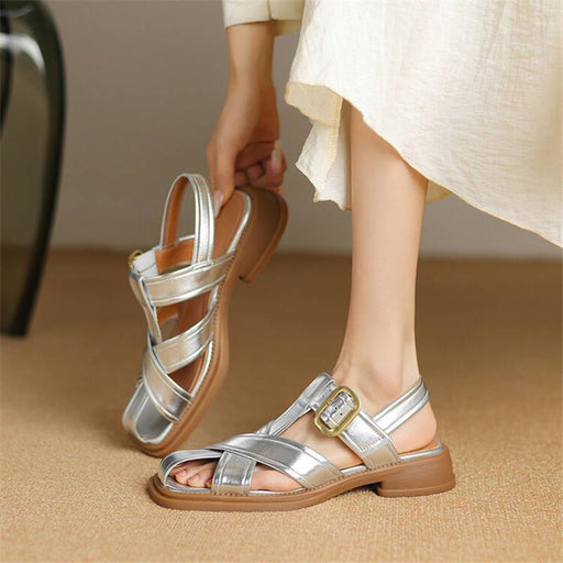 square toe chunky heel gladiator sandals - MRSLM