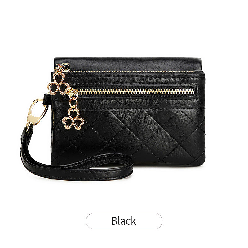 Women's Vintage Bifold Short Wallet with Wristband