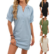 women's v-neck lace-up dress, view 2 - MRSLM