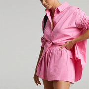 Cotton linen shirt and shorts set, view 2 - MRSLM