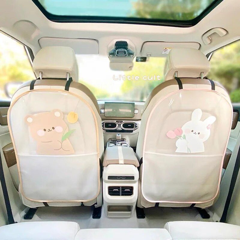 Cute Bear & Rabbit Cartoon Car Seat Kick Mat