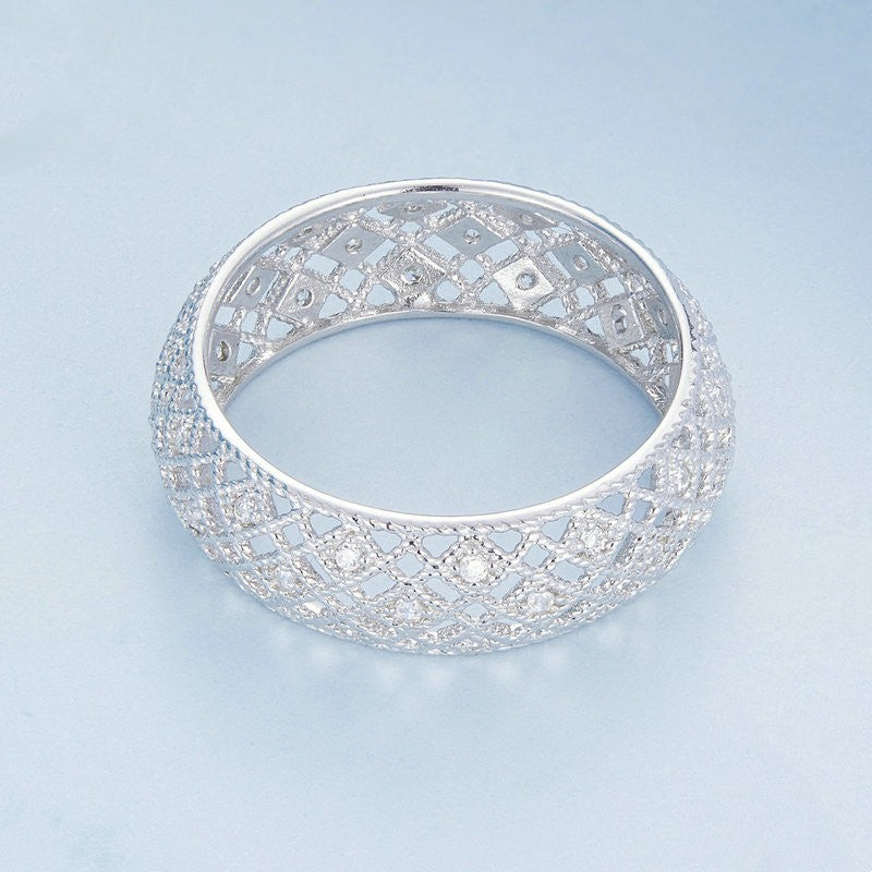 s925 silver mesh wide ring, view 3 - MRSLM