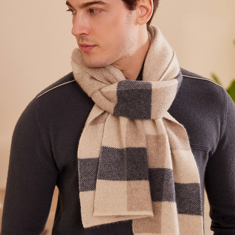 men's plaid cashmere scarf, view 5 - MRSLM