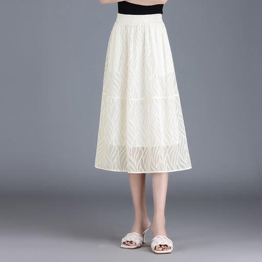 striped a-line chiffon skirt, view 3 - MRSLM