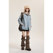 leopard patchwork denim jacket, view 10 - MRSLM