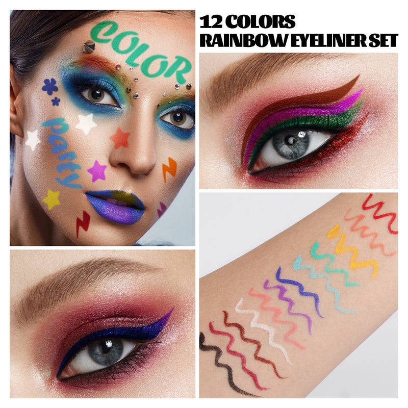 12-color waterproof eyeliner set, view 2 - MRSLM