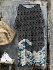 Round neck plus size long dress, view 8 - MRSLM