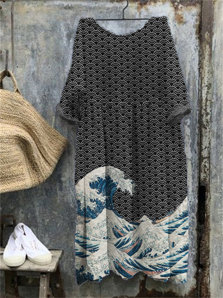 Round neck plus size long dress, view 8 - MRSLM