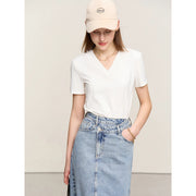 women's embroidered v-neck tee, view 3 - MRSLM