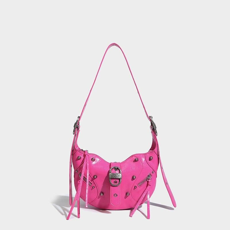 pink punk pu leather sling crossbody daypack - MRSLM