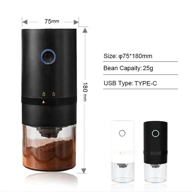 Portable Electric Coffee Grinder with USB Type-C Charging &amp; Ceramic Burr